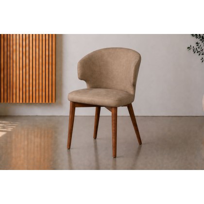 Rowan Curved Back Dining Chair with Walnut Legs (Pair)