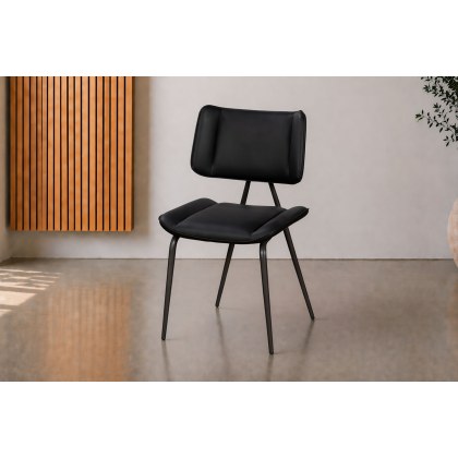 Jack Black Tan PU Leather Dining Chair with Industrial Legs (Pair)