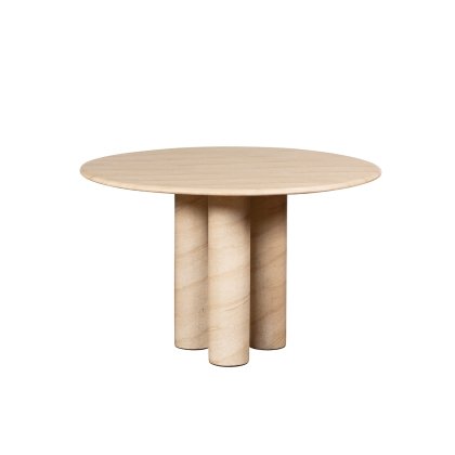 Ida Travertine Stone 120cm Round Dining Table with Cylindrical Legs