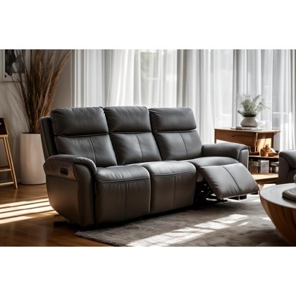 Ross Leather Electric Recliner 3 Seater Sofa