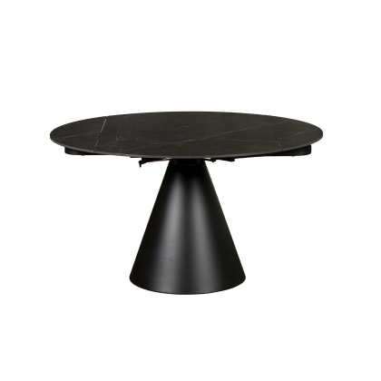 Sintered Stone Rounded 85-135cm Twist Extending Dining Table in Black