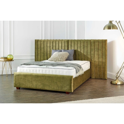 Hockley Upholstered Bedframe with Wide Wall Extended Headboard