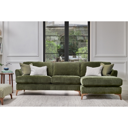 Hampton Velvet Upholstered 3 Seater Chaise Sofa