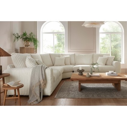 Chunky Cord Cream Large Corner Sofa Group