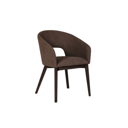 Areola Curved Fabric Dining Chairs in Brown (Pair)