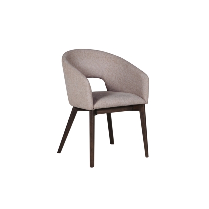 Areola Curved Fabric Dining Chairs in Latte (Pair)