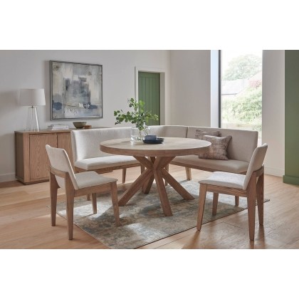 Feltz Smoked Oak and Fabric Short Dining Bench in Natural Feltz Smoked Oak and Fabric Short Dining Bench in Natural
