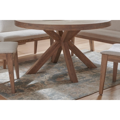 Feltz Smoked Oak 137cm Round Dining Table Set with 2 Chairs and Corner Bench Set
