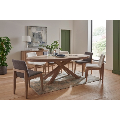Feltz Smoked Oak 190cm Oval Dining Table Set with 6 Chairs