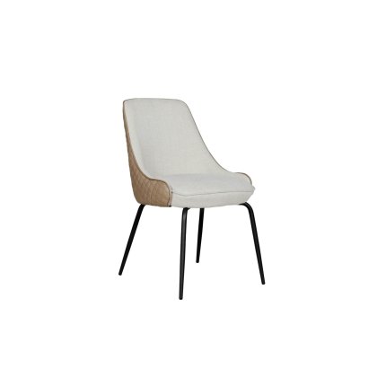 Sadie Biscuit Dining Chair with Fabric Seat and Diamond Leather Back Sadie Biscuit Dining Chair with Fabric Seat and Diamond Leather Back