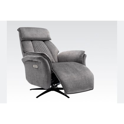 Evo Soft Touch Fabric 360 Swivel Dual Motor Electric Recliner Chair in Grey