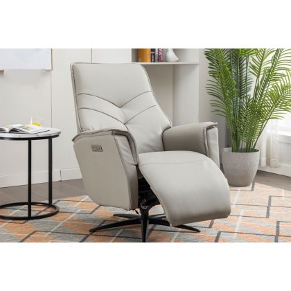Nico Leather 360 Swivel Dual Motor Electric Recliner Chair in Moon Grey Nico Leather 360 Swivel Dual Motor Electric Recliner Chair in Moon Grey