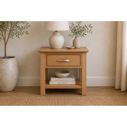 Devon Solid Oak 1 Drawer Night Stand Table