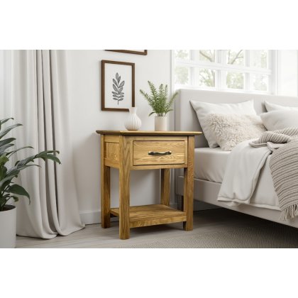 Moda Solid Oak 1 Drawer Night Stand Table