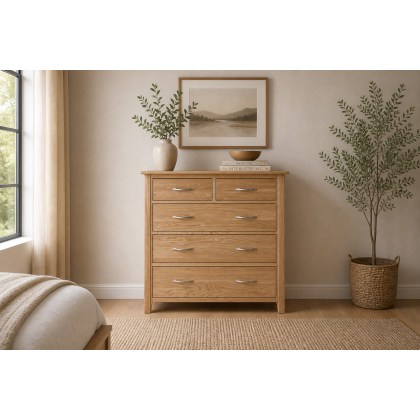 Devon Solid Oak 3 + 2 Chest of Drawers