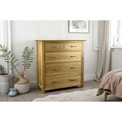 Moda Solid Oak 3 + 2 Chest of Drawers