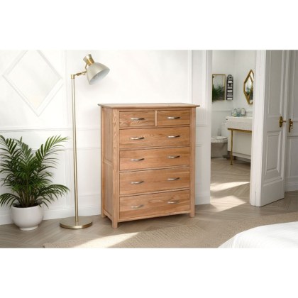 Moda Solid Oak 4 + 2 Chest of Drawers