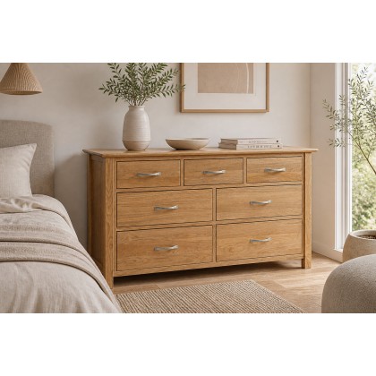 Devon Solid Oak 3 Over 4 Chest of Drawers