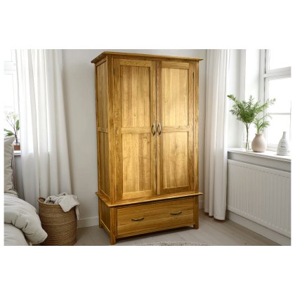 Moda Solid Oak 1 Drawer Wardrobe