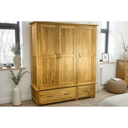 Moda Solid Oak Triple Wardrobe