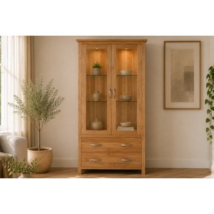Devon 100% Solid Oak Glass Display Cabinet