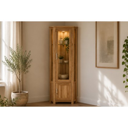 Devon 100% Solid Oak Corner Display Cabinet