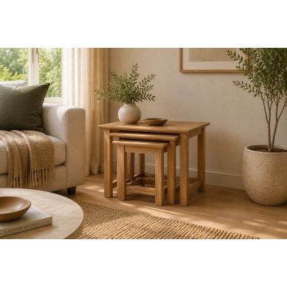 Devon 100% Solid Oak Nest Of Tables Devon 100% Solid Oak Nest Of Tables