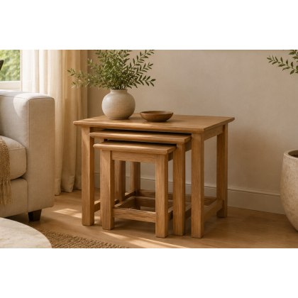 Devon 100% Solid Oak Nest Of Tables Devon 100% Solid Oak Nest Of Tables