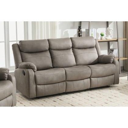 Ellena Soft Grey 3 Seater Recliner Sofa with Table