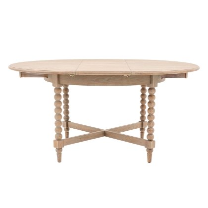 Gallery Direct Artisan Limewash Oak Extending Round Dining Table with Bobbin Detail