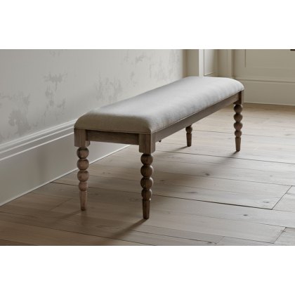 Gallery Direct Artisan Limewash Oak Dining Table Bench with Bobbin Detail