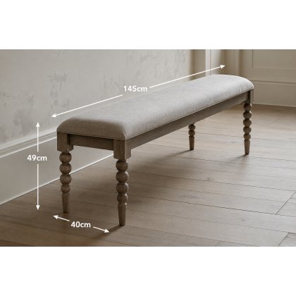 Gallery Direct Artisan Limewash Oak Dining Table Bench with Bobbin Detail