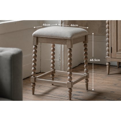 Gallery Direct Artisan Limewash Oak Bar Stool with Bobbin Detail