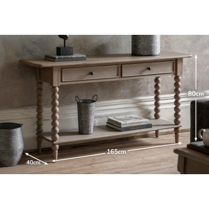 Gallery Direct Artisan Limewash Oak Console Table with Bobbin Detail
