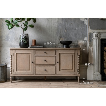 Gallery Direct Artisan Limewash Oak Large Sideboard with Bobbin Detail
