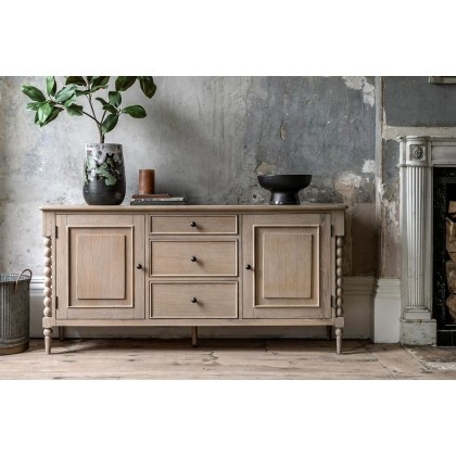 Gallery Direct Artisan Limewash Oak Large Sideboard with Bobbin Detail Gallery Direct Artisan Limewash Oak Large Sideboard with Bobbin Detail
