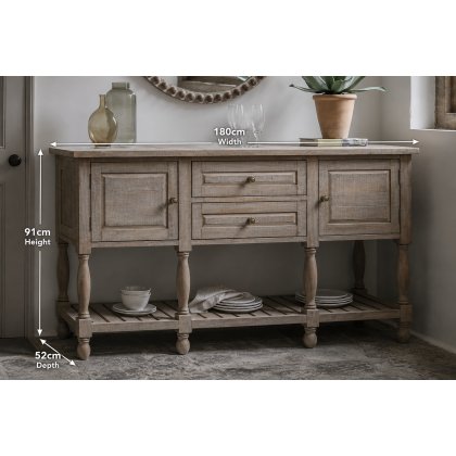 Gallery Direct Vancouver Rustic Pine Sideboard with Marble Top