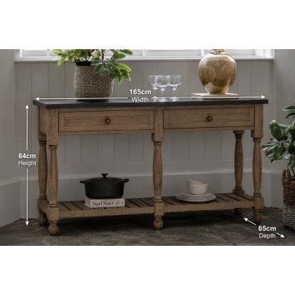 Gallery Direct Vancouver Rustic Pine Console Table with Marble Top