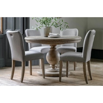 Gallery Direct Vancouver Rustic Pine Round Extending 120-160cm Dining Table & x4 Chairs