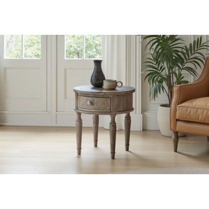 Gallery Direct Rustique French Colonial Round 1 Drawer Side Table