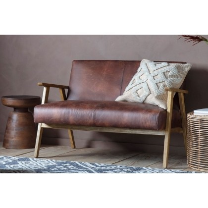 Gallery Direct Neyland Vintage Brown Leather 2 Seater Sofa Gallery Direct Neyland Vintage Brown Leather 2 Seater Sofa