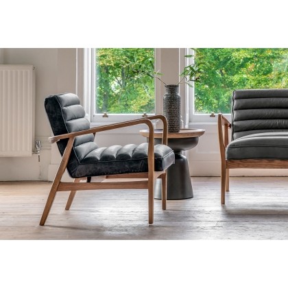 Gallery Direct Datsun Antique Ebony Leather Armchair