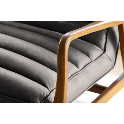 Gallery Direct Datsun Antique Ebony Leather 2 Seater Sofa