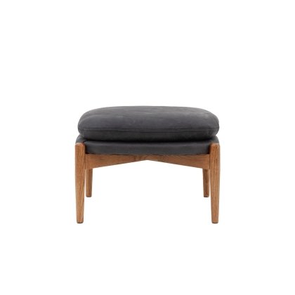 Gallery Direct Datsun Antique Ebony Leather Footstool Gallery Direct Datsun Antique Ebony Leather Footstool