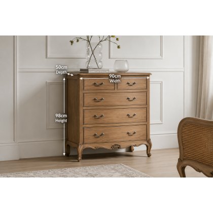 Gallery Direct Chic Weathered 5 Drawer Chest Of Drawers