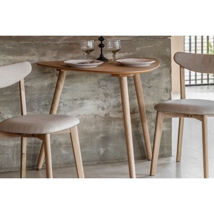 Gallery Direct Hatfield Natural Oak 80cm Small Triangular Dining Table Set & x2 Chairs