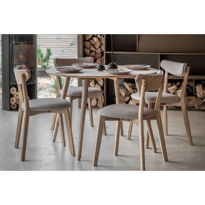 Gallery Direct Hatfield Natural Oak 110cm Round Dining Table Set & x4 Chairs Gallery Direct Hatfield Natural Oak 110cm Round Dining Table Set & x4 Chairs