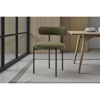 Gallery Direct Aveley Set of 2 Green Boucle Dining Chairs
