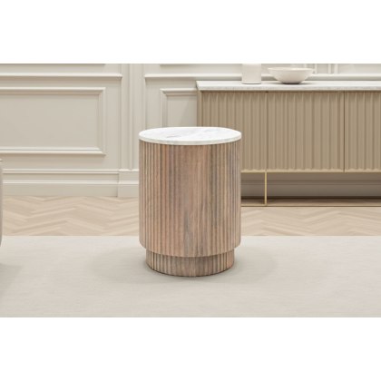 Gallery Direct Marmo Mango Wood Side Table with Marble Top