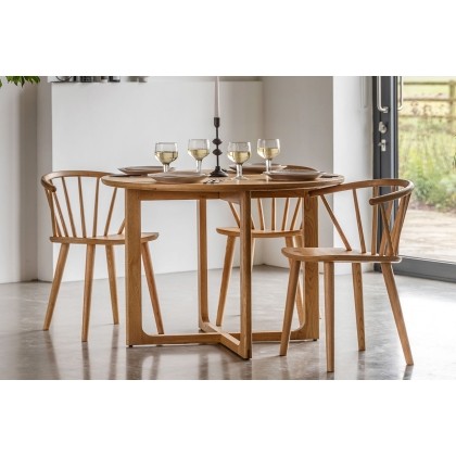 Gallery Direct Craft Natural Oak Round Dining Table Set & 4 Chairs